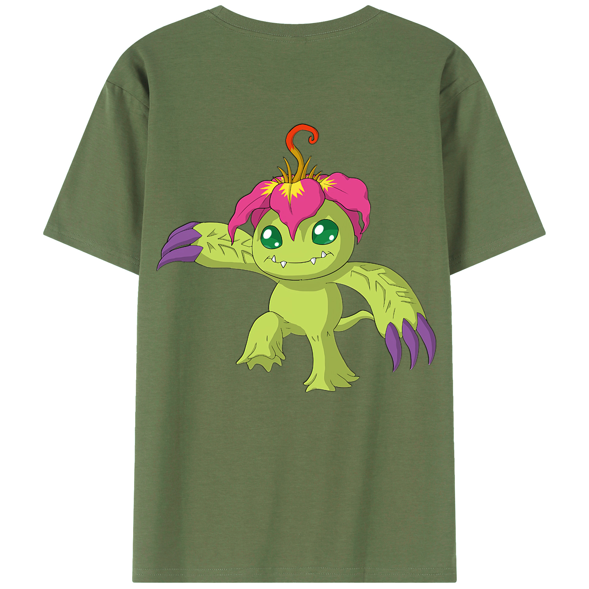 （画像用） Digimon デジタルモンスター/デジモン 綿100％ メンズ半袖Tシャツ（バックプリント） 通気性